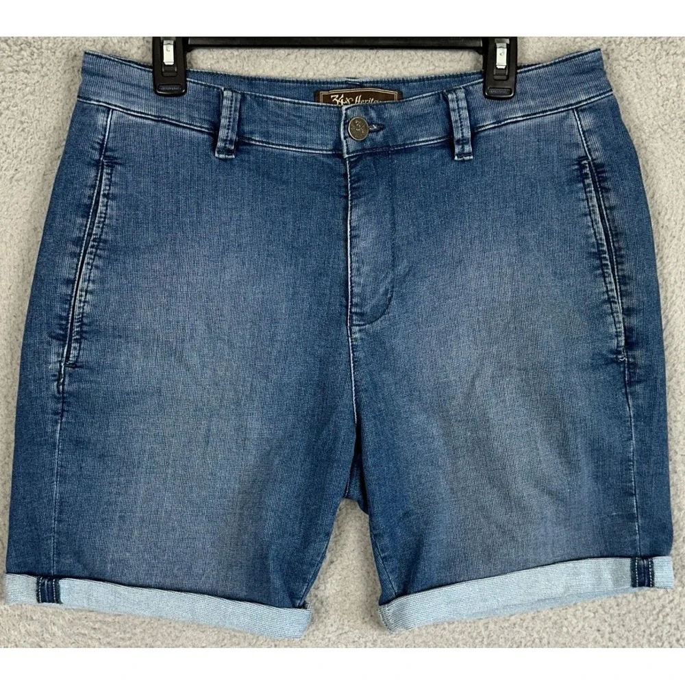 34 Heritage Denim Shorts Mens 34 Blue Jean Distressed Cuffed Stretch 5 Pocket